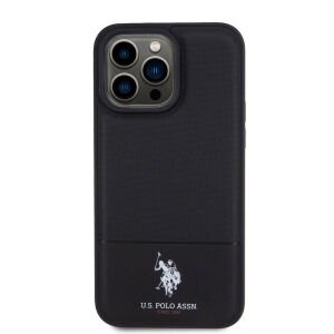 iPhone 15 Pro U.S. Polo Assn. Orjinal Lisanslı Suni Deri Arka Yüzey Baskı Logolu Örgü Desenli Kapak