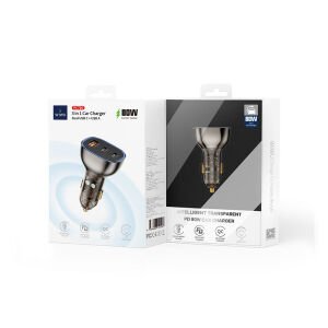 Wiwu PC700 Zhitou Serisi 80W PD QC 3.0 Ultra Hızlı Şarj Şeffaf Görünümlü Araç Şarj Başlığı