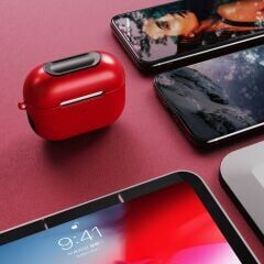 Apple Airpods 3. Nesil Uyumlu Anti-Shock Kulaklık Kılıfı Darbe Emici Tam Koruma Kırmızı