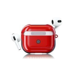 Apple Airpods 3. Nesil Uyumlu Anti-Shock Kulaklık Kılıfı Darbe Emici Tam Koruma Kırmızı