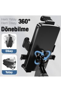 Darbe Emici Motor Bisiklet - Scooter Bisiklet İçin 360 Dönebilen Telefon Tutucu