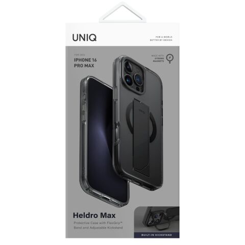 Uniq iPhone 16 Pro Heldro Max Magsafe Standlı Kapak siyah