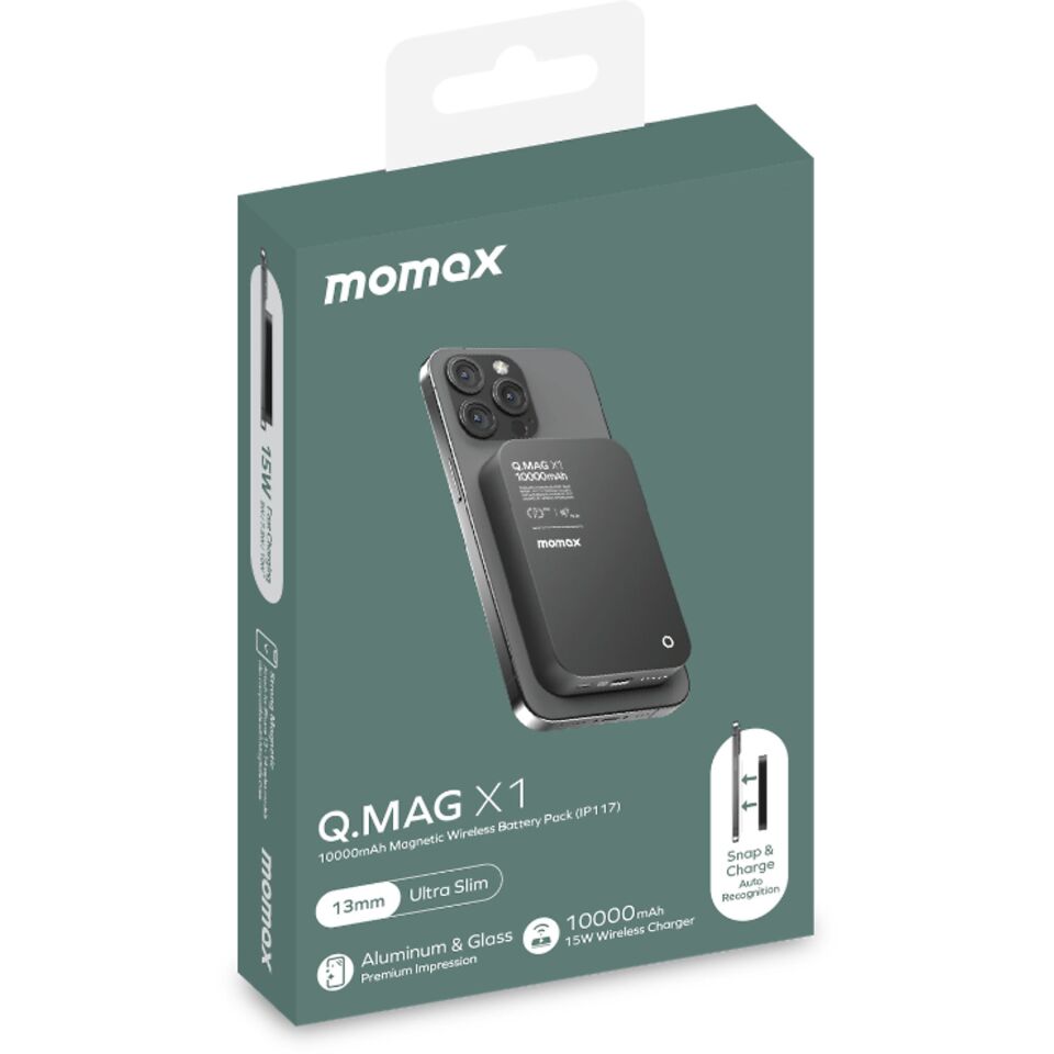 MOMAX IP117E Q.Mag X1 10000mAh Magsafe Wireless Powerbank Black