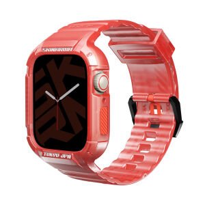 Apple Watch 44-45 mm SkinArma Saido Sert PC Kasa Koruyuculu Silikon Kordon sarı