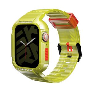 Apple Watch 44-45 mm SkinArma Saido Sert PC Kasa Koruyuculu Silikon Kordon sarı