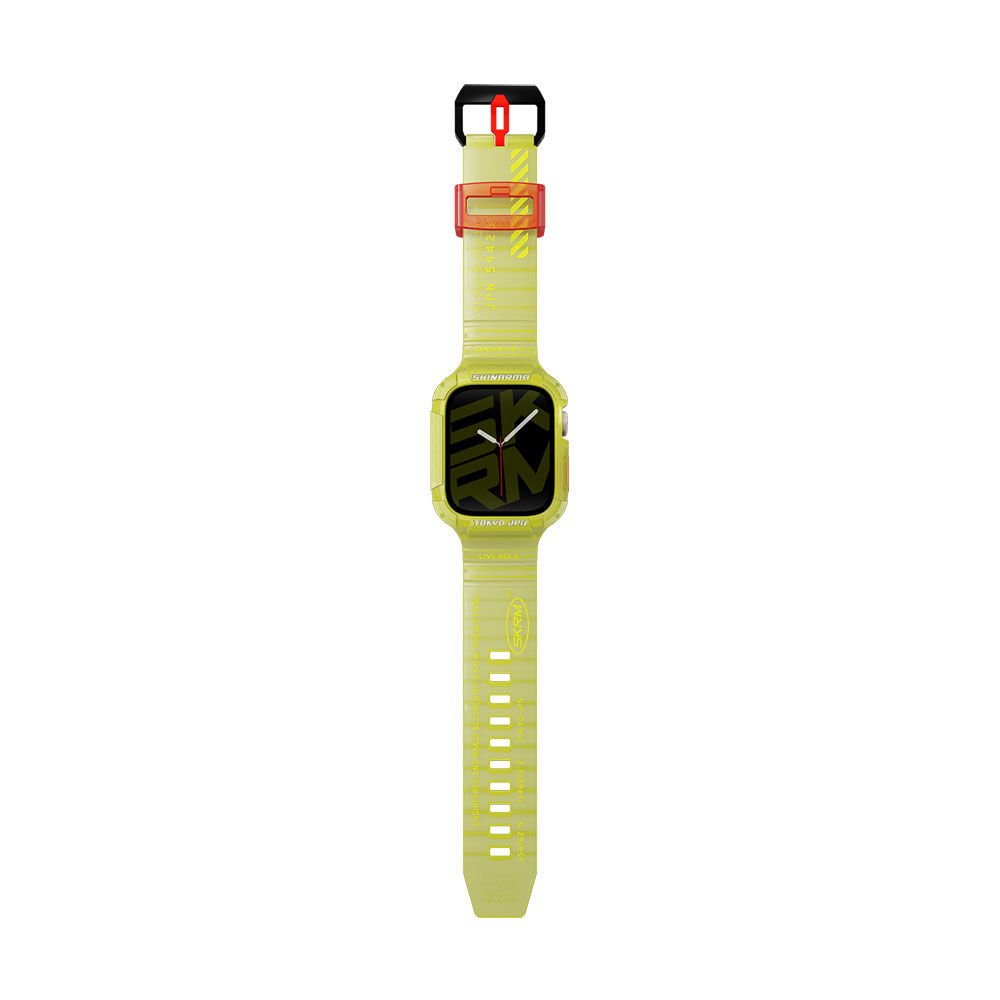 Apple Watch 44-45 mm SkinArma Saido Sert PC Kasa Koruyuculu Silikon Kordon sarı
