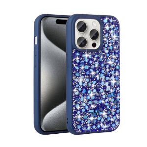 Apple iPhone 15 Pro Max Parlak Taşlı Tasarım Benks Linea Kapak mor