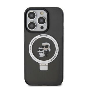 Apple iPhone 15 Pro Max Karl Lagerfeld Orjinal Lisanslı Magsafe Şarj Özellikli K&C İkonik Baskılı Ring Standlı Kapak