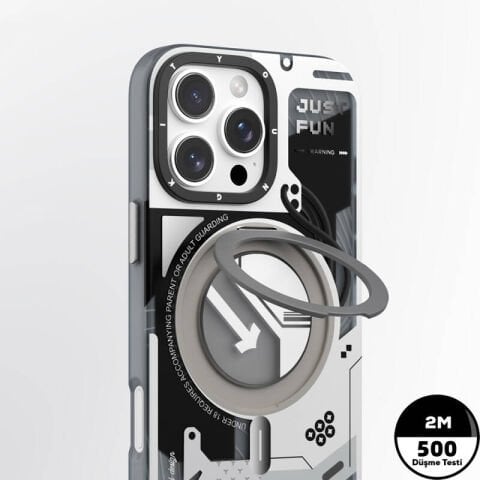 Apple iPhone 16 Pro Kılıf Magsafe Şarj Özellikli Youngkit 360° Standlı Technology Serisi Kapak Siyah
