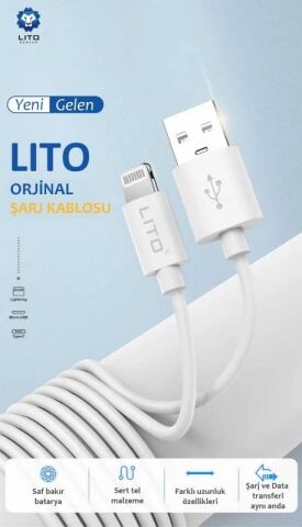 LITO 1m USB / Lightning Güç Kablosu