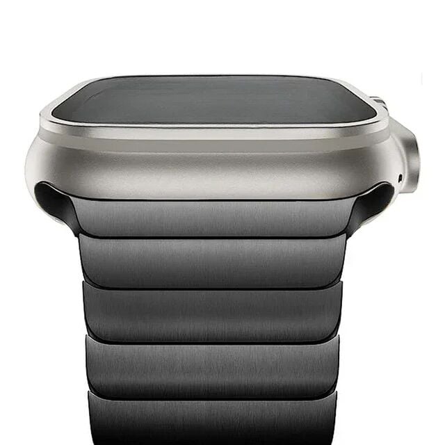 Apple Watch Uyumlu Balık Sırtı Çelik Kordon Siyah