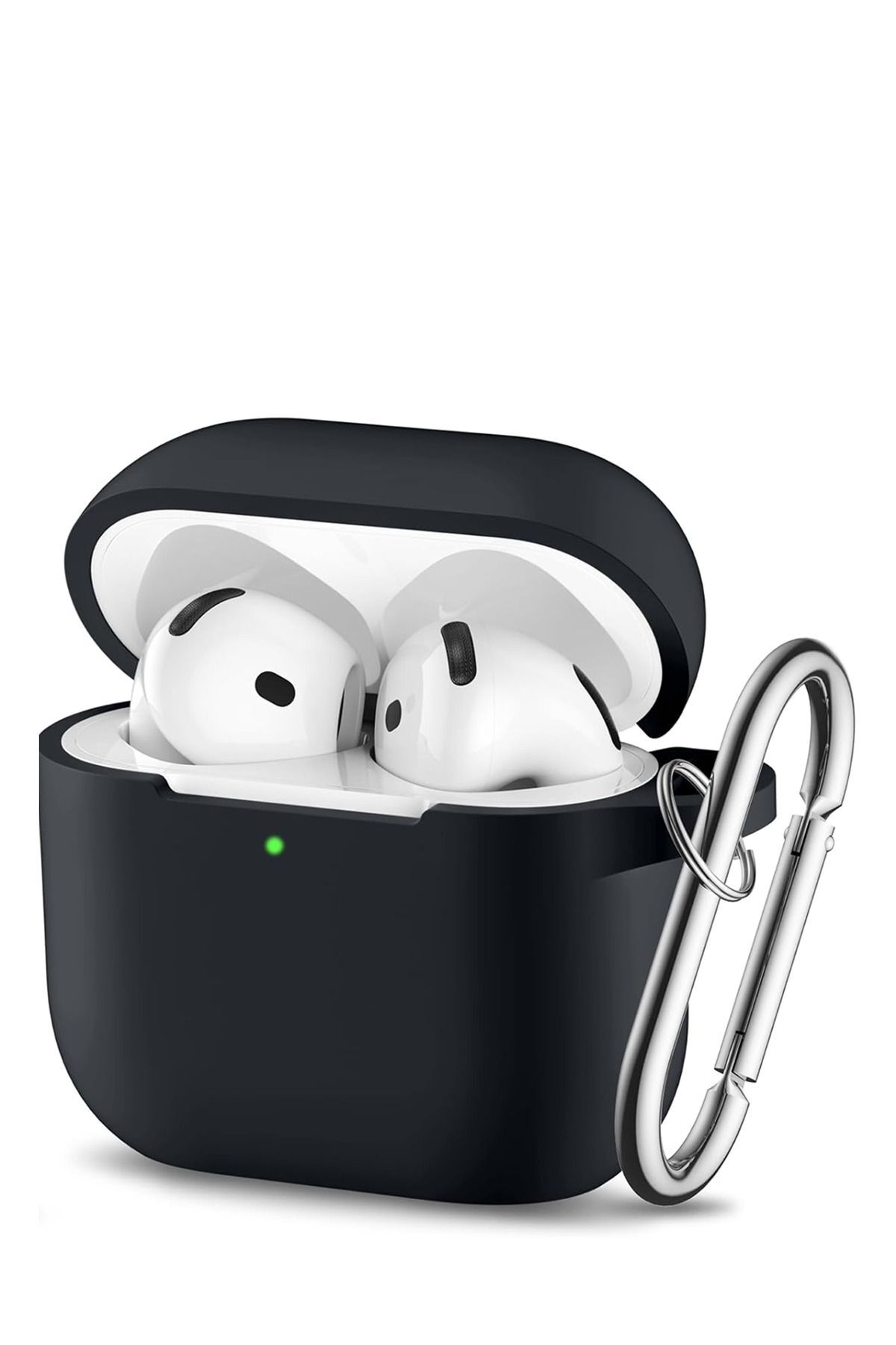 Apple Airpods 4. Nesil Uyumlu Silikon Kılıf İçi Süet Ultra Koruma Kılıfı Siyah