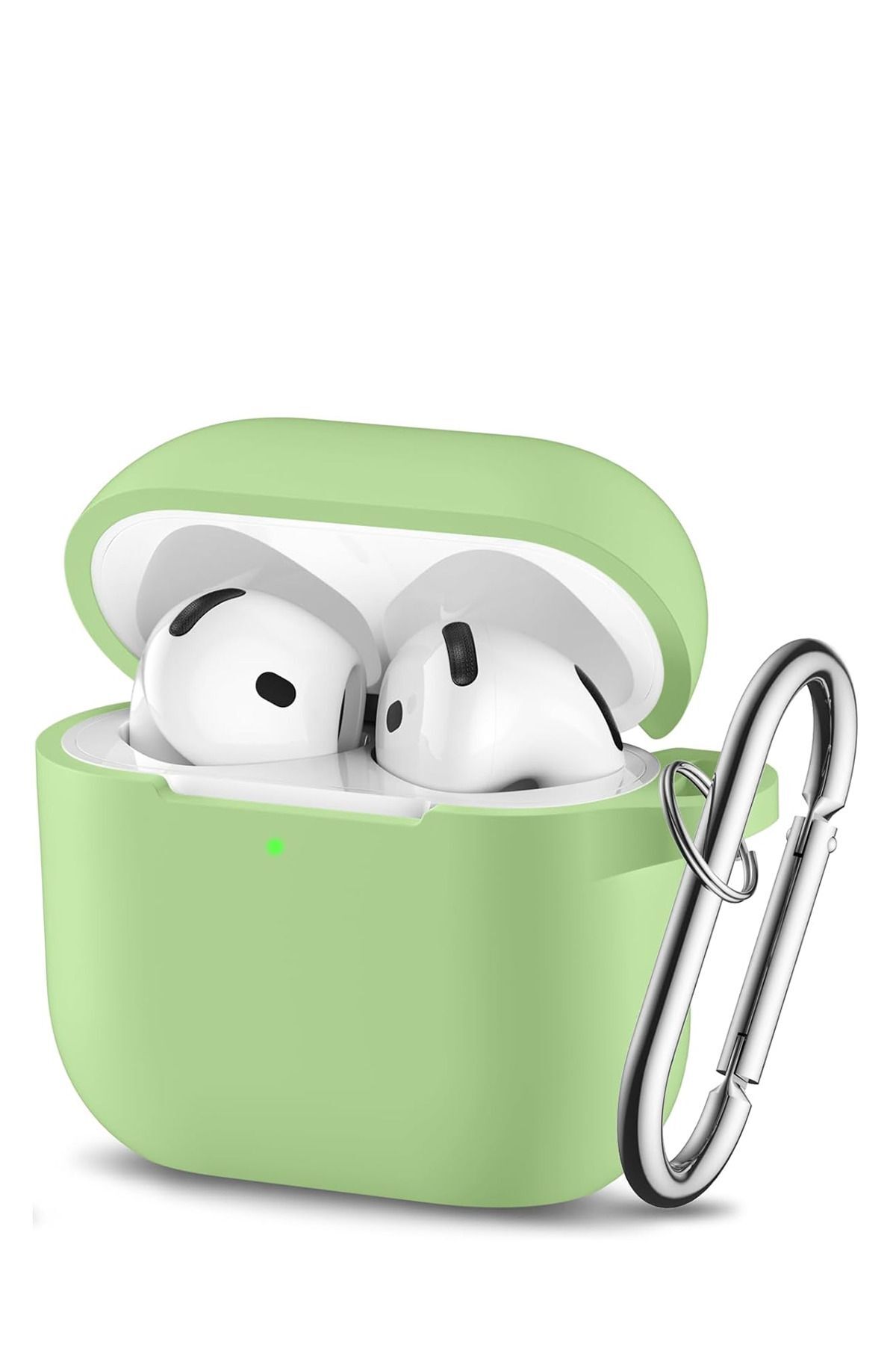 Apple Airpods 4. Nesil Uyumlu Silikon Kılıf İçi Süet Ultra Koruma Kılıfı Fıstık Yeşili